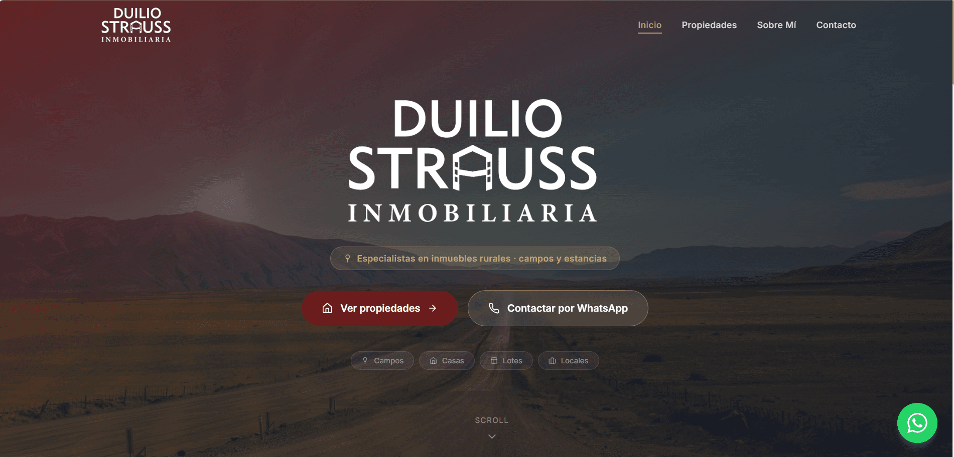 Portada de la inmobiliaria, sobre el diseño de Poey Studio.