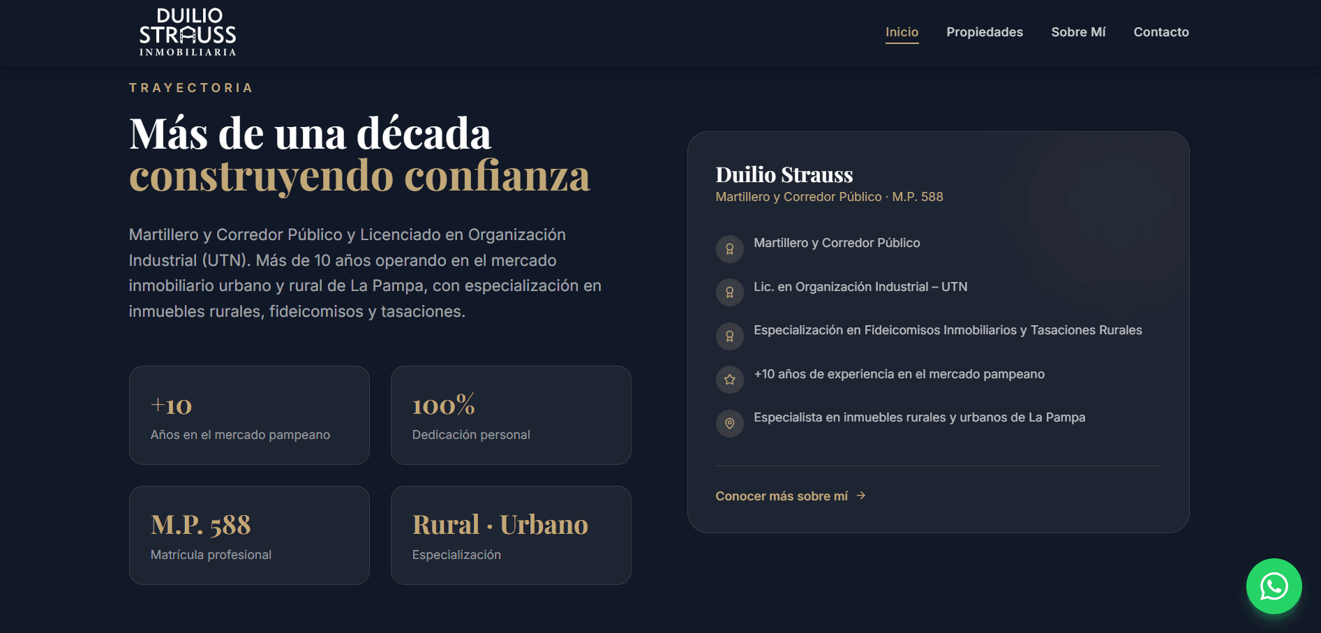 Catálogo de campos y estancias, con filtros por operación y tipo.