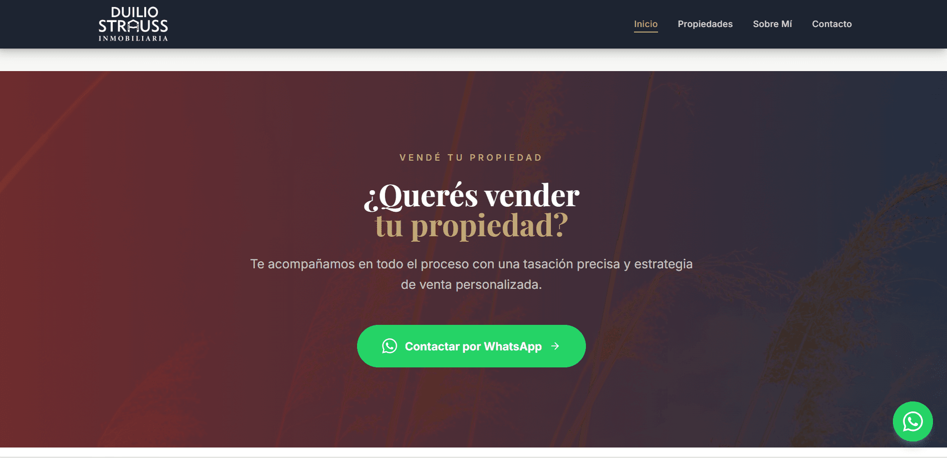 Ficha de propiedad con galería y consulta directa.